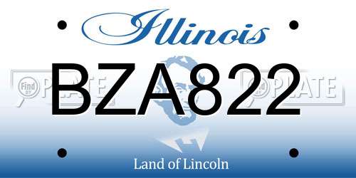 BZA822 Illinois License Plate