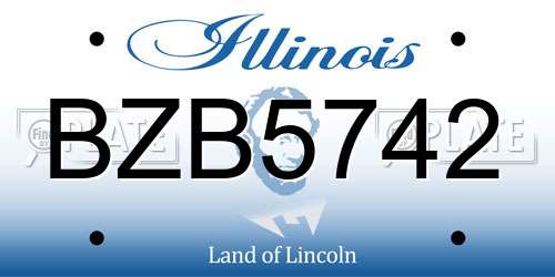 BZB5742 Illinois License Plate
