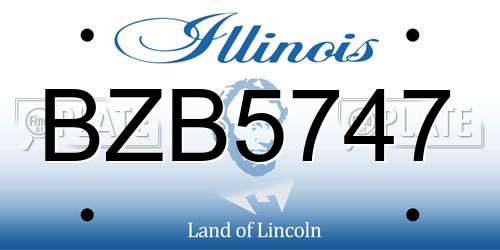 BZB5747 Illinois License Plate