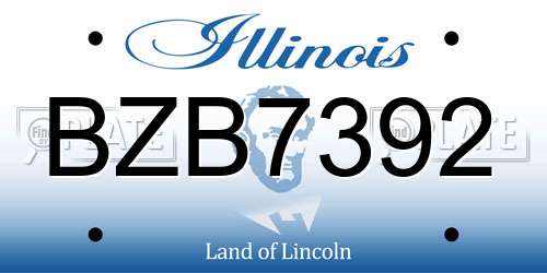 BZB7392 Illinois License Plate