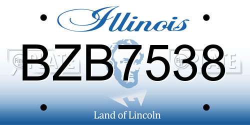 BZB7538 Illinois License Plate