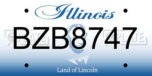 BZB8747 Illinois License Plate