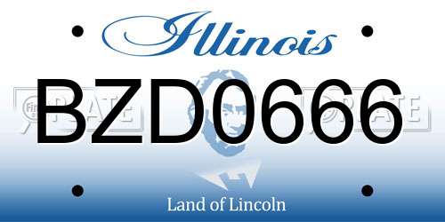 BZD0666 Illinois License Plate