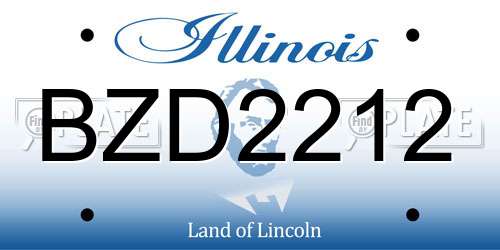 BZD2212 Illinois License Plate