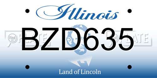BZD635 Illinois License Plate