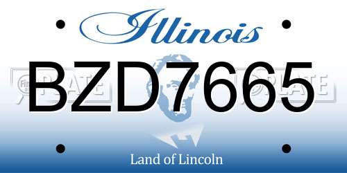 BZD7665 Illinois License Plate