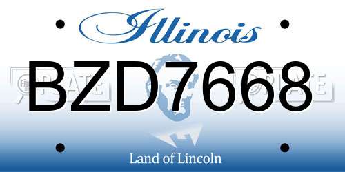 BZD7668 Illinois License Plate