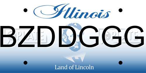 BZDDGGG Illinois License Plate