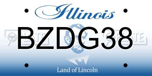 BZDG38 Illinois License Plate