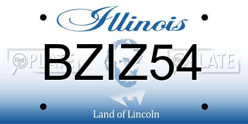 BZIZ54 Illinois License Plate