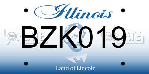 BZK019 Illinois License Plate