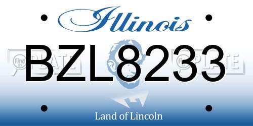 BZL8233 Illinois License Plate