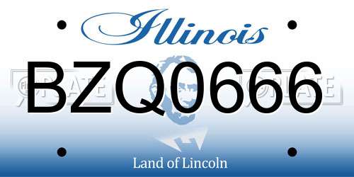 BZQ0666 Illinois License Plate