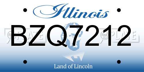 BZQ7212 Illinois License Plate