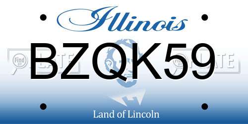 BZQK59 Illinois License Plate