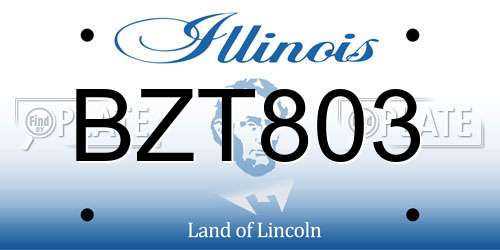 BZT803 Illinois License Plate