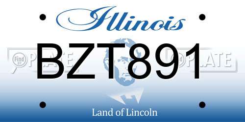 BZT891 Illinois License Plate