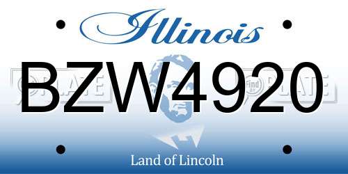 BZW4920 Illinois License Plate