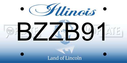 BZZB91 Illinois License Plate