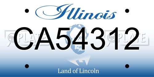 CA54312 Illinois License Plate