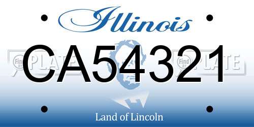 CA54321 Illinois License Plate