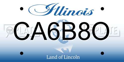 CA6B8O Illinois License Plate
