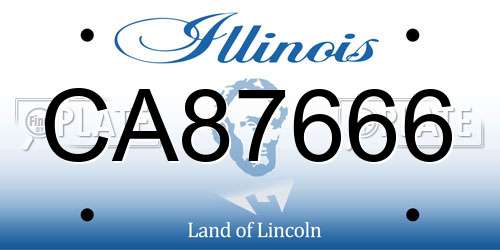 CA87666 Illinois License Plate