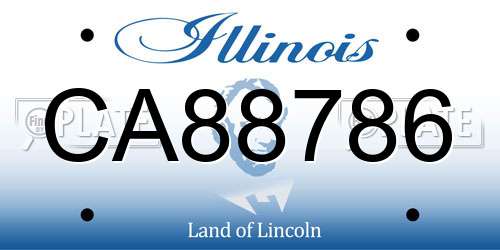 CA88786 Illinois License Plate