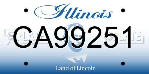 CA99251 Illinois License Plate