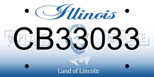 CB33033 Illinois License Plate