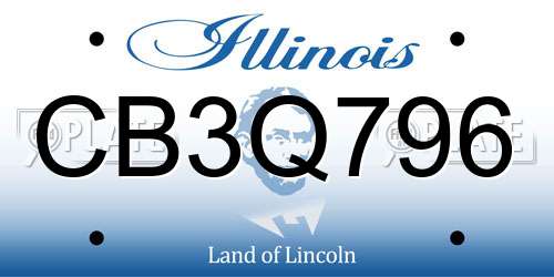 CB3Q796 Illinois License Plate