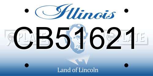 CB51621 Illinois License Plate