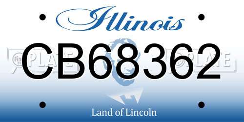 CB68362 Illinois License Plate