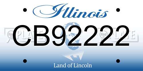 CB92222 Illinois License Plate