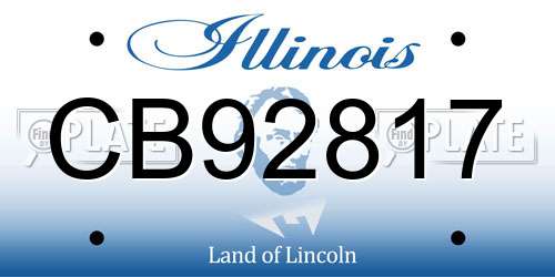 CB92817 Illinois License Plate