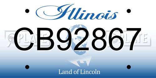 CB92867 Illinois License Plate