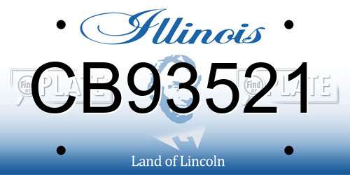 CB93521 Illinois License Plate