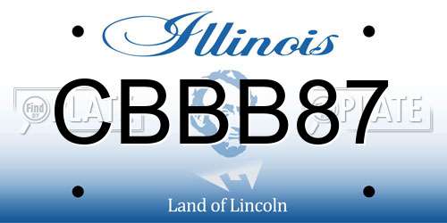 CBBB87 Illinois License Plate