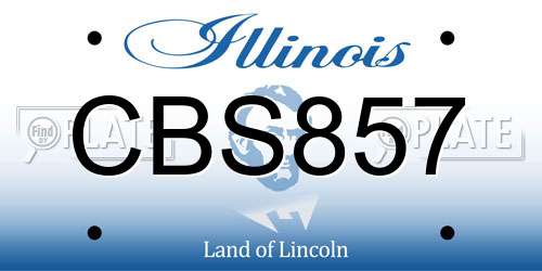 CBS857 Illinois License Plate