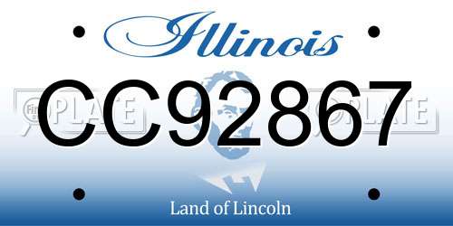 CC92867 Illinois License Plate