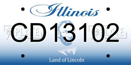 CD13102 Illinois License Plate