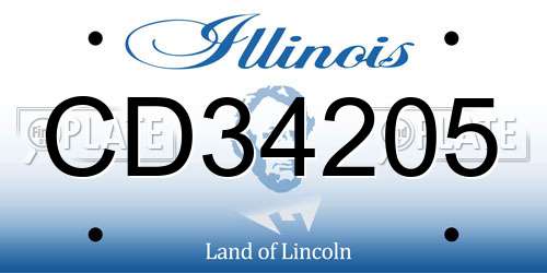 CD34205 Illinois License Plate