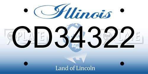 CD34322 Illinois License Plate