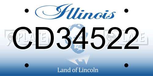 CD34522 Illinois License Plate