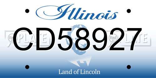 CD58927 Illinois License Plate