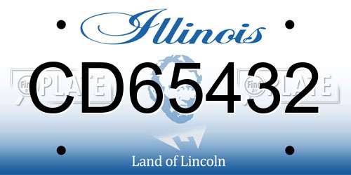 CD65432 Illinois License Plate
