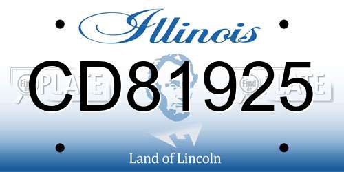 CD81925 Illinois License Plate