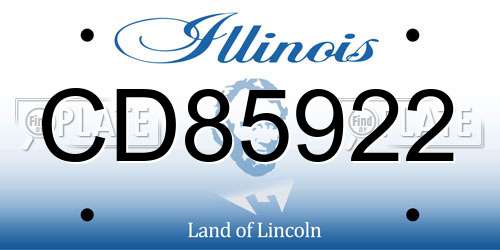 CD85922 Illinois License Plate