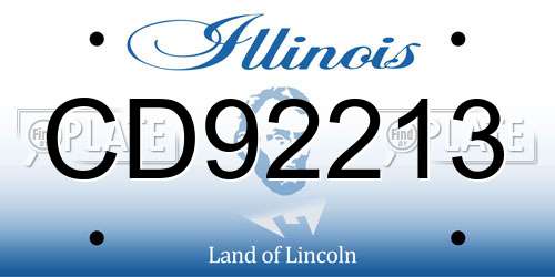 CD92213 Illinois License Plate