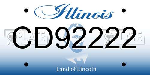 CD92222 Illinois License Plate